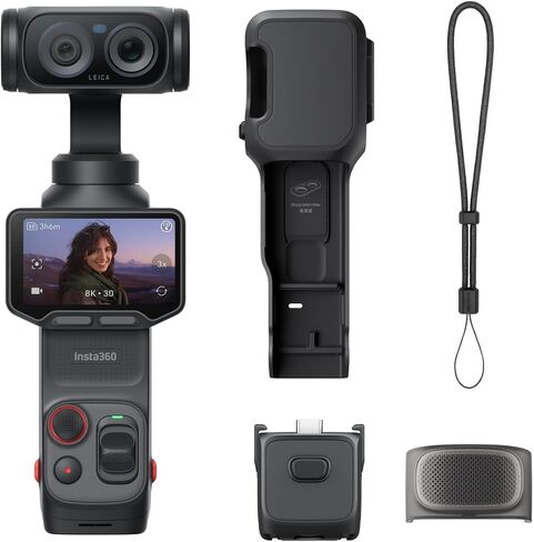 Insta360 Luna Ultra Creator Bundle - 8K Vlogging Camera with Dual Leica Lenses, 12× Zoom, 1" Sensor, Detachable 2" Touchscreen, Triple AI Chip, Pocket Gimbal Camera for Vlog Photography, Cosmic Black in Kuwait