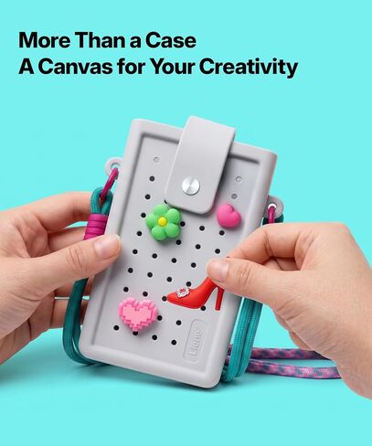 Liene DIY Charm Carry Bag Pearl N200 Pro Portable Photo Printer, Instant Mini Picture Printer for iPhone Smartphone Case, Silicone Protective Cover with Detachable Lanyard & DIY Charms, Grey in Kuwait