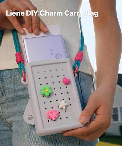 Liene DIY Charm Carry Bag Pearl N200 Pro Portable Photo Printer, Instant Mini Picture Printer for iPhone Smartphone Case, Silicone Protective Cover with Detachable Lanyard & DIY Charms, Grey in Kuwait