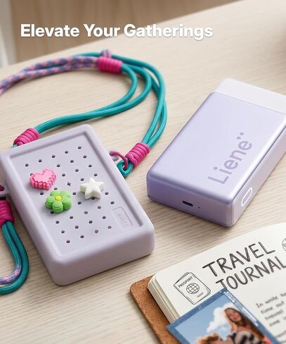 Liene DIY Charm Carry Bag Pearl N200 Pro Portable Photo Printer, Instant Mini Picture Printer for iPhone Smartphone Case, Silicone Protective Cover with Detachable Lanyard & DIY Charms, Grey in Kuwait