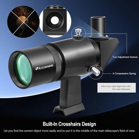 Astromania Finderscope for Astronomy Telescope 9x50 Straight-Through Finder | Not-Corrected Image Optical Viewfinder,Wide Field of View with Crosshairs,Fully Multi-Coated Lense,Screws for Easy Adjustment in Saudi Arabia