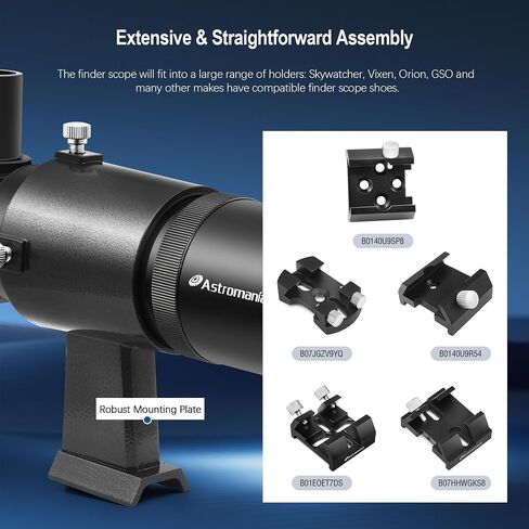 Astromania Finderscope for Astronomy Telescope 9x50 Straight-Through Finder | Not-Corrected Image Optical Viewfinder,Wide Field of View with Crosshairs,Fully Multi-Coated Lense,Screws for Easy Adjustment in Saudi Arabia