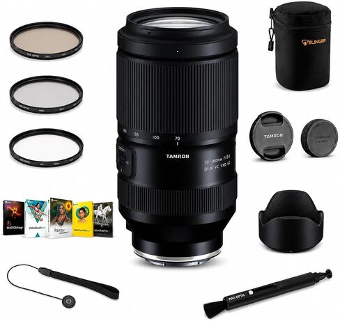 Tamron 70-180mm f/2.8 Di III VC VXD G2 Lens for Sony E, Bundle with 67mm UV/CPL/ND Filter Kit, Pouch, Lens Pen Cleaner, Cleaning Kit, Cap Tether, PC Software, Tamron 6-Year Limited Warranty in Kuwait