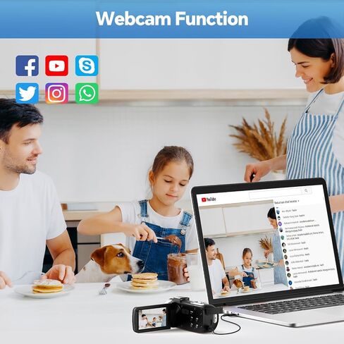 5K Video Camera Camcorder with WiFi, 56MP UHD Vlogging Camera for YouTube 16X Digital Zoom 3.0 IPS 270° Rotation Touchscreen Video Recorder with Remote Control, IR Night Vision, 64GB Card, 2 Batteries in Kuwait