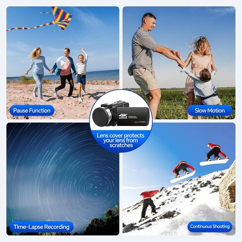 5K Video Camera Camcorder with WiFi, 56MP UHD Vlogging Camera for YouTube 16X Digital Zoom 3.0 IPS 270° Rotation Touchscreen Video Recorder with Remote Control, IR Night Vision, 64GB Card, 2 Batteries in Kuwait