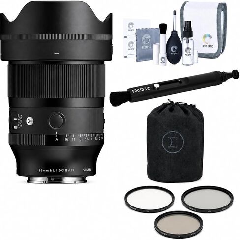 Sigma 35mm f/1.4 DG II Art Lens for Sony E Full-Frame Mirrorless Cameras with 67mm UV | CPL | ND Filter Kit, Optics Care Cleaning Kit, Lens Pen & 4-Year Limited Warranty in Kuwait