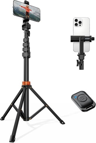 VIMOSE 66" Phone Tripod, Tripod for iPhone with Remote & Phone Stand, Extendable Cell Phone Tripod for Video Recording, Ultimate Tripod & Monopod Accessories for iPhone/Android, Clamp Mount in Kuwait