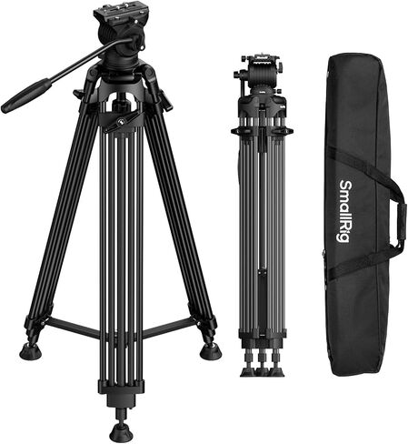 SMALLRIG 73''/185cm Carbon Fiber Heavy Duty Video Tripod, Max Load 10kg (22lbs), Fluid Head with +85° to -78 Tilt Range, Compact Camera Tripod Weight 2.7kg(6lbs), Folded Height 87cm, AD-14 in Saudi Arabia