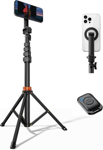 VIMOSE 66" Magnetic Phone Tripod, Tripod for iPhone with Remote & Strong Magnetic Holder for Magsafe, Stable Cell Phone Tripod for Video Recording in Kuwait