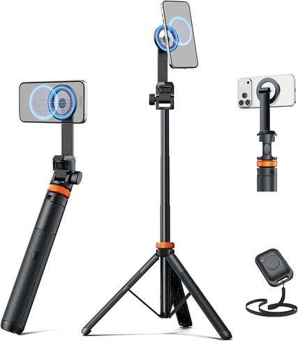 EUCOS 62" Magsafe Tripod, Tripod for iPhone & Magnetic Selfie Stick Tripod with Remote, Strong Magnetic Phone Holder for Magsafe, Extendable Phone Tripod Stand for iPhone in Kuwait