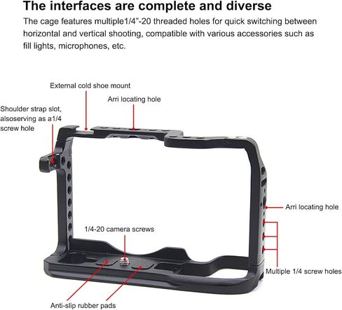 Professional Camera Cage for Canon EOS RP - Precision CNC Aluminum Rig with 1/4" Threads & NATO Rail (Full Access to Ports/Battery Door) (YH-EOS-RP +Handle 1) in Kuwait