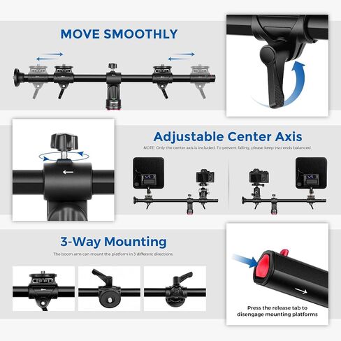 NEEWER 30"/76cm Horizontal Tripod Center Axis with 3/8" Screw, Aluminum Alloy 360° Rotatable 180°Vertical Adjustable Tripod Extension Boom Arm for Macro Overhead Photography (Load up to 22lb) in Kuwait