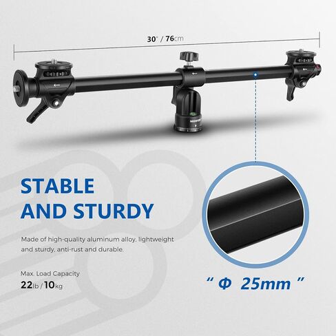 NEEWER 30"/76cm Horizontal Tripod Center Axis with 3/8" Screw, Aluminum Alloy 360° Rotatable 180°Vertical Adjustable Tripod Extension Boom Arm for Macro Overhead Photography (Load up to 22lb) in Kuwait