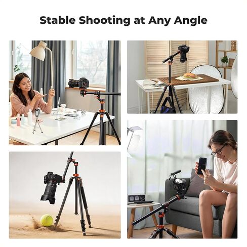 K&F Concept 16.1" Horizontal Tripod Center Column Arm, Aluminum Alloy 360° Rotatable & 180° Tilt for Overhead Macro Photography, D-Shaped Tube Anti-Twist, Load up to 11lbs in Kuwait