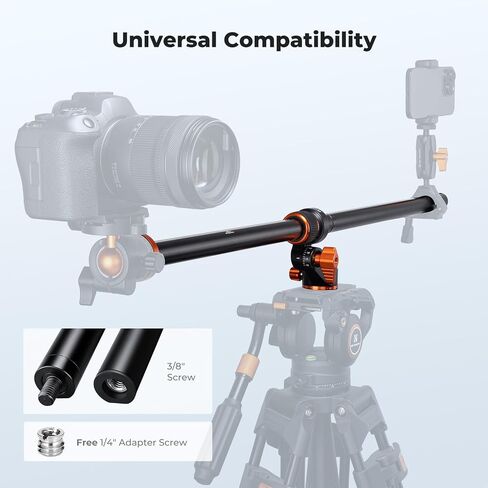 K&F CONCEPT 32" Horizontal Tripod Extension Arm, Aluminum Alloy 2-Section Detachable Center Column with 360° Rotatable & 180° Tilt for Overhead Macro Photography, Supports 11lbs in Kuwait