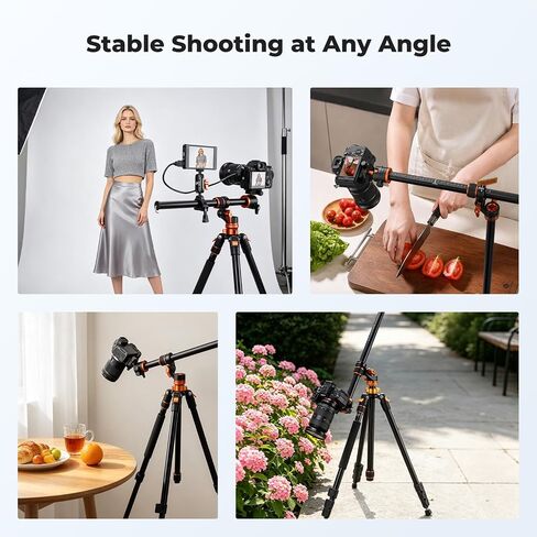 K&F CONCEPT 32" Horizontal Tripod Extension Arm, Aluminum Alloy 2-Section Detachable Center Column with 360° Rotatable & 180° Tilt for Overhead Macro Photography, Supports 11lbs in Kuwait