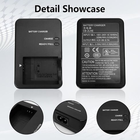 NB-13L Battery Charger Direct Plug-in/Wired Plug-in, Compatible with CanonCB-2LHE, G7 X Mark I1/IIl, G5 X, G9 X,SX740 HS, SX730 HS, SX720 HS, SX620HS, G1 X Mark Ill Camera (with Charging Cable) in Kuwait