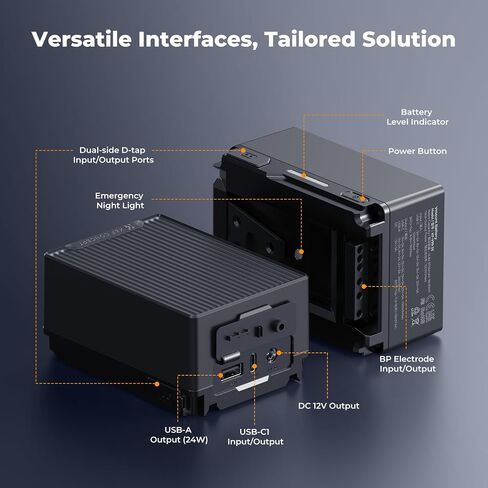 K&F CONCEPT V Mount Battery, 99Wh 6700mAh V-Mount Battery with PD 100W USB-C Fast Charging, with Dual D-TAP/A/USB-C/DC/TFT Display/Emergency Light for Camera, Camcorder, Monitor, Video Light in Kuwait