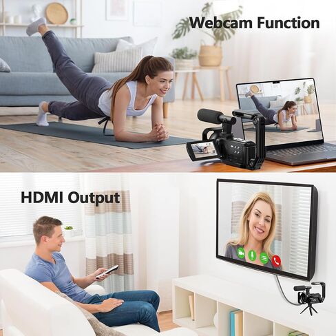 Camcorder Video Camera 5K 56MP Vlogging Camera for YouTube WiFi IR Night Vision 3" 270° Rotatable Touchscreen Digital Cameras with 64GB SD Card, Microphone, Stabilizer, Remote, Batteries, Tripod in Kuwait