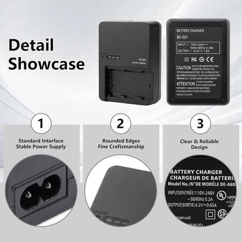 BC-QZ1 Battery Charger for Sony NP-FZ100 Battery Compatible with Sony z-Series ZV-E1 FX3 FX30 A1 A6600 A6700 A7C A7C II A7CR A7S A7S III A7 III A7R III A7R IV A7 IV A9 A9 III Digital SLR Cameras in Kuwait