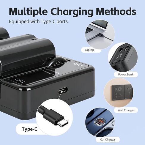 EN-EL15 EN-EL15C Batteries (2 Pack) and USB Dual Charger for Nikon ZF Z6,Z7 Z8 D7500 D7000, D7100, D7200 D500, D600, D610, D750,D780 D800, D810, D800E, D810A,D850 Cameras in Kuwait