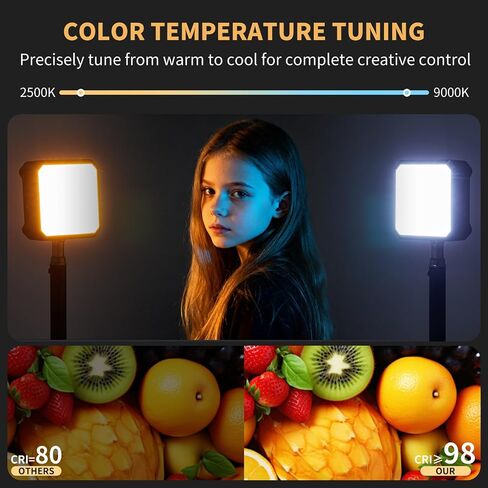 LM01 Bi-Color LED Video Light with Magnetic Back – Attaches to Iron Stands, High CRI, Adjustable Color Temp & Brightness – for Content Creation & Vlogging in Kuwait