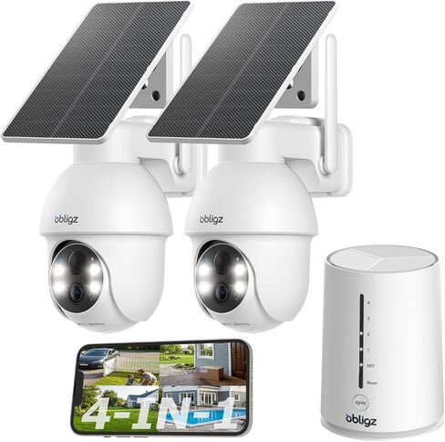 4MP Cameras for Home Security, No Subscription, 64GB Local Storage | Solar Powered, 2.4/5G WiFi, 360° Pan & Tilt, Color Night Vision, PIR+AI Motion Detection, IP66 Weatherproof, WIFI6, 2 Cam-Kit in Kuwait