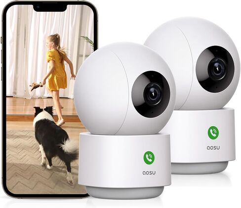 aosu 2K Security Camera Indoor, Baby Monitor Pet Camera 360-Degree for Home Security with 2.4 GHz Wi-Fi Router, One-Touch Call, Smart Motion Tracking, IR Night Vision, Compatible with Alexa in Saudi Arabia