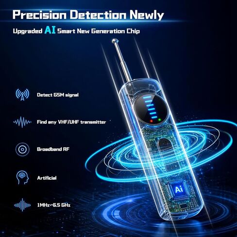 7-in-1 Hidden Camera Detectors, AI Chip Anti-Spy Camera Finder & 6 Modes | GPS Tracker & Bug Detector, Portable RF Signal Scanner for Hotel, Dressing Room, Bathrooms, Cars & Travel Security (Black) in Kuwait