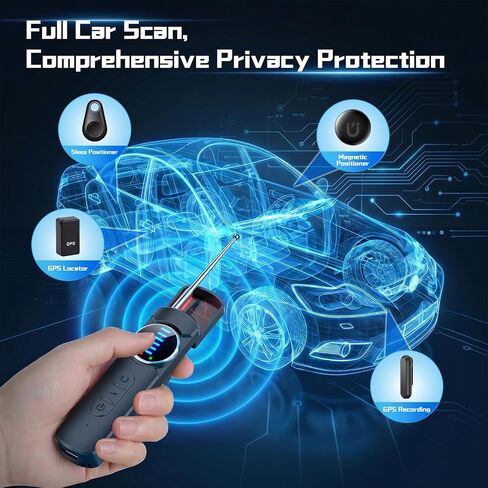 7-in-1 Hidden Camera Detectors, AI Chip Anti-Spy Camera Finder & 6 Modes | GPS Tracker & Bug Detector, Portable RF Signal Scanner for Hotel, Dressing Room, Bathrooms, Cars & Travel Security (Black) in Kuwait