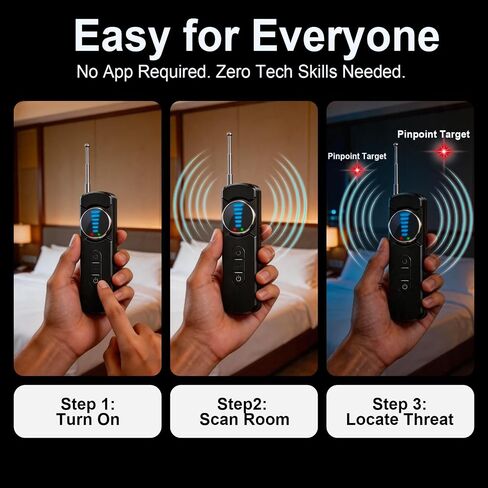 Hidden Camera Detector, Anti-Spy Camera Finder, RF Signal & WiFi Scanner, Hidden Devices Detector GPS Trackers Detector, Portable Privacy Pen Signal Scanner for Hotels, Car, Office, Travel (Black) in Kuwait
