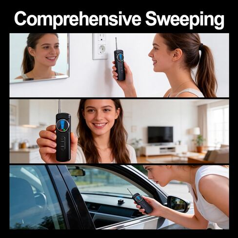 Hidden Camera Detector, Anti-Spy Camera Finder, RF Signal & WiFi Scanner, Hidden Devices Detector GPS Trackers Detector, Portable Privacy Pen Signal Scanner for Hotels, Car, Office, Travel (Black) in Kuwait