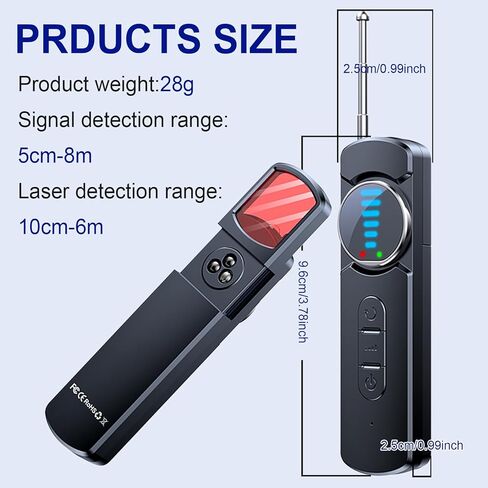 Hidden Camera Detector, Anti-Spy Camera Finder, RF Signal & WiFi Scanner, Hidden Devices Detector GPS Trackers Detector, Portable Privacy Pen Signal Scanner for Hotels, Car, Office, Travel (Black) in Kuwait