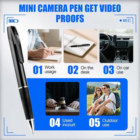 Mini Spy Camera Pen 1080P Full HD Video Recorder with 64GB Card, USB Charging, Security Surveillance Camera in Kuwait