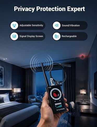 Hidden Camera Detectors, 3-in-1 GPS Tracker Detector, Bug Detector, Ultra-Long Battery Life, RF Detector for Airbnb, Hotels, Bathroom, Home, Office in Kuwait