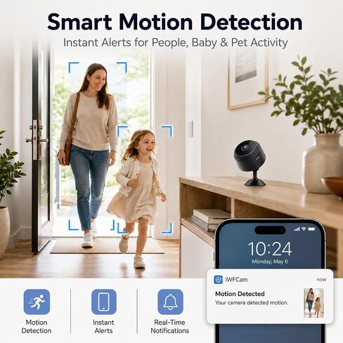 ELEFOCUS Hidden Camera, 2K Mini Spy Camera Wireless for Home Security, Camaras Espias Ocultas, Secret WiFi Camera for Pet/Baby, Small Indoor Nanny Cam with Night Vision & Motion Detection in Kuwait