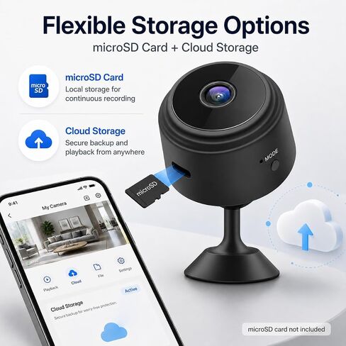 ELEFOCUS Hidden Camera, 2K Mini Spy Camera Wireless for Home Security, Camaras Espias Ocultas, Secret WiFi Camera for Pet/Baby, Small Indoor Nanny Cam with Night Vision & Motion Detection in Kuwait