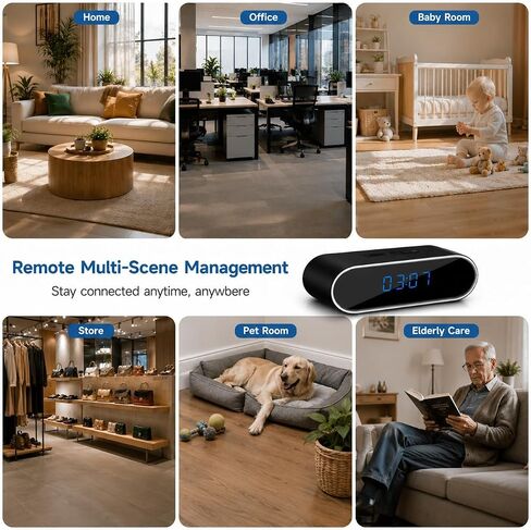 WiFi Camera Clock HD 1080P for Home, Office, Indoor Surveillance Camera Wireless Camera with Motion Detection/Night Vision Nanny Cam Security Camera in Kuwait
