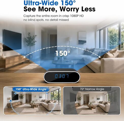 WiFi Camera Clock HD 1080P for Home, Office, Indoor Surveillance Camera Wireless Camera with Motion Detection/Night Vision Nanny Cam Security Camera in Kuwait
