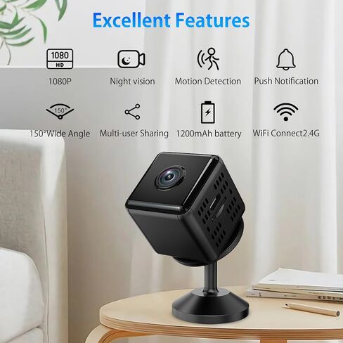 Hidden Camera,1080P WiFi Spy Camera with Night Vision & Motion Detection, Wireless Security Camera for Pet/Baby/Nanny, App Live Feed Smallest Smart Home Monitor in Kuwait