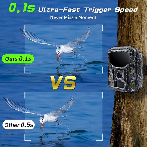 Trail Camera Solar Powered - 4K 60MP WiFi Game Camera, 0.1s Trigger, 7800mAh Forever Power, 65FT Detection, Low Glow Night Vision, IP66 Waterproof, 32GB Included for Wildlife Monitoring in Kuwait