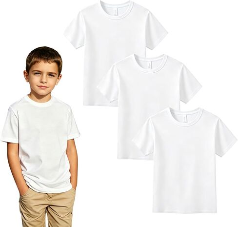 OKBA 3 Pack Kid Cotton White t Shirts,Boys Undershirts, T Shirts & Tank Tops in Kuwait