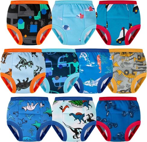 BIG ELEPHANT 10-Pack Toddler Potty Training Underwear Soft 100% Cotton | Helps Manage Small Amounts of Daytime Urine Leakage, Lets Kids Feel Wetness Cues, Washable & Reusable for Potty Training in Kuwait