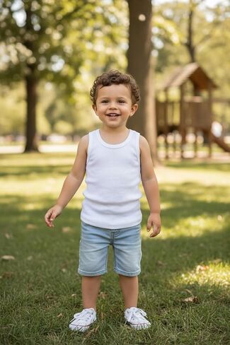 Baby Boy's Sleeveless Tank Top Undershirts, 100% Cotton, Crew Neck, Casual Style, 4 Pack, Infant-Toddler in Kuwait