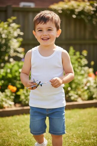 Baby Boy's Sleeveless Tank Top Undershirts, 100% Cotton, Crew Neck, Casual Style, 4 Pack, Infant-Toddler in Kuwait