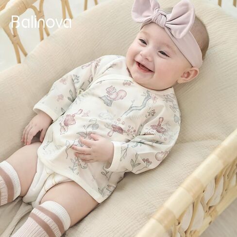 Balinova Newborn Side Tie Mitt Shirt Silky Tencel Modal Breathable Infant Receiving Clothes Unisex in Kuwait