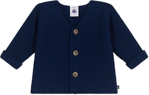 Petit Bateau BOY Babies' Moss Stitch Cotton Cardigan Navy Sizes 3-18 Months in Kuwait
