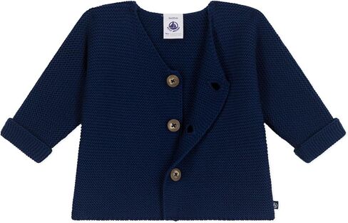 Petit Bateau BOY Babies' Moss Stitch Cotton Cardigan Navy Sizes 3-18 Months in Kuwait