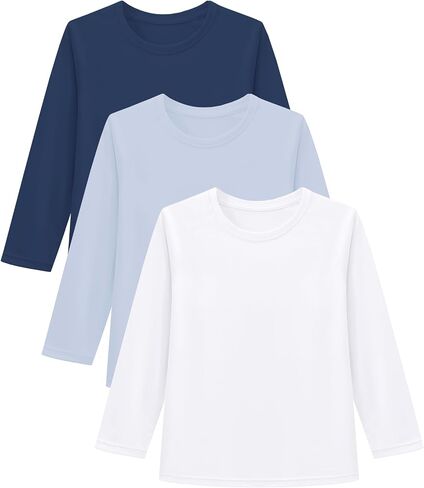 6M-5T 3-Pack Baby Toddler Rash Guard Swim Shirts UPF 50+ Boys Girls | Quick-dry 4-way stretch UV sun protection tops; moisture-wicking tagless comfort for beach, pool, splash pad and summer play in Kuwait