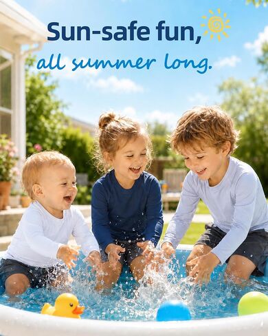 6M-5T 3-Pack Baby Toddler Rash Guard Swim Shirts UPF 50+ Boys Girls | Quick-dry 4-way stretch UV sun protection tops; moisture-wicking tagless comfort for beach, pool, splash pad and summer play in Kuwait